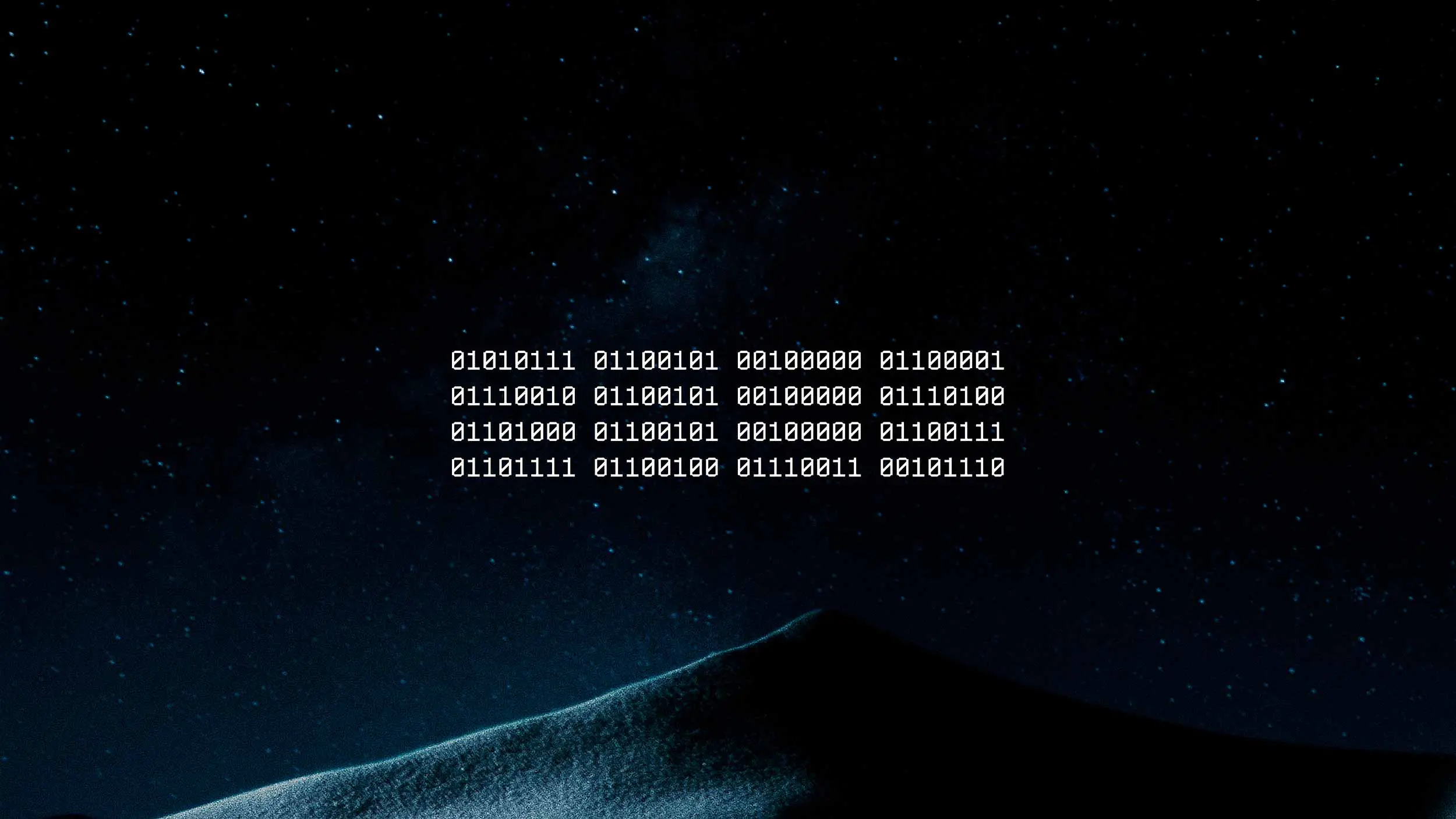 Binary code over night sky from Bleed Electric’s This Is My Masterpiece music video